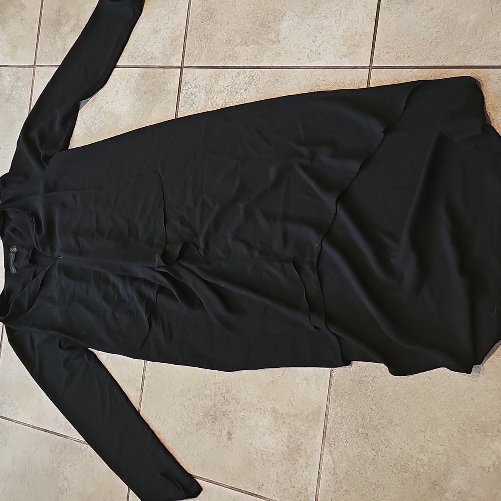 Annah Hariri black cap zip up high low long sleeve dress sz 12